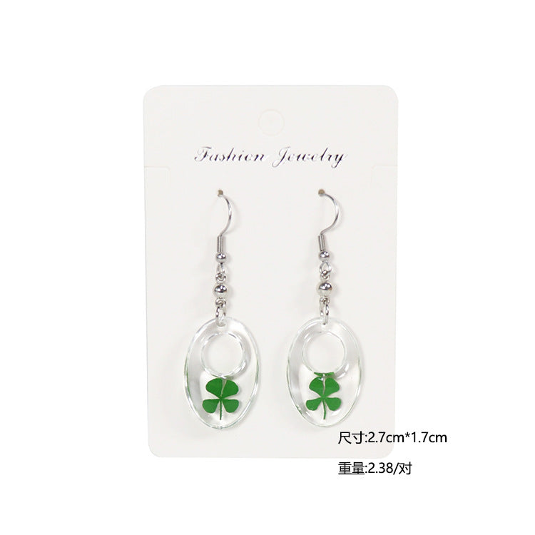 Wholesale 10pcs Four-leaf Clover Natural Specimen Earrings